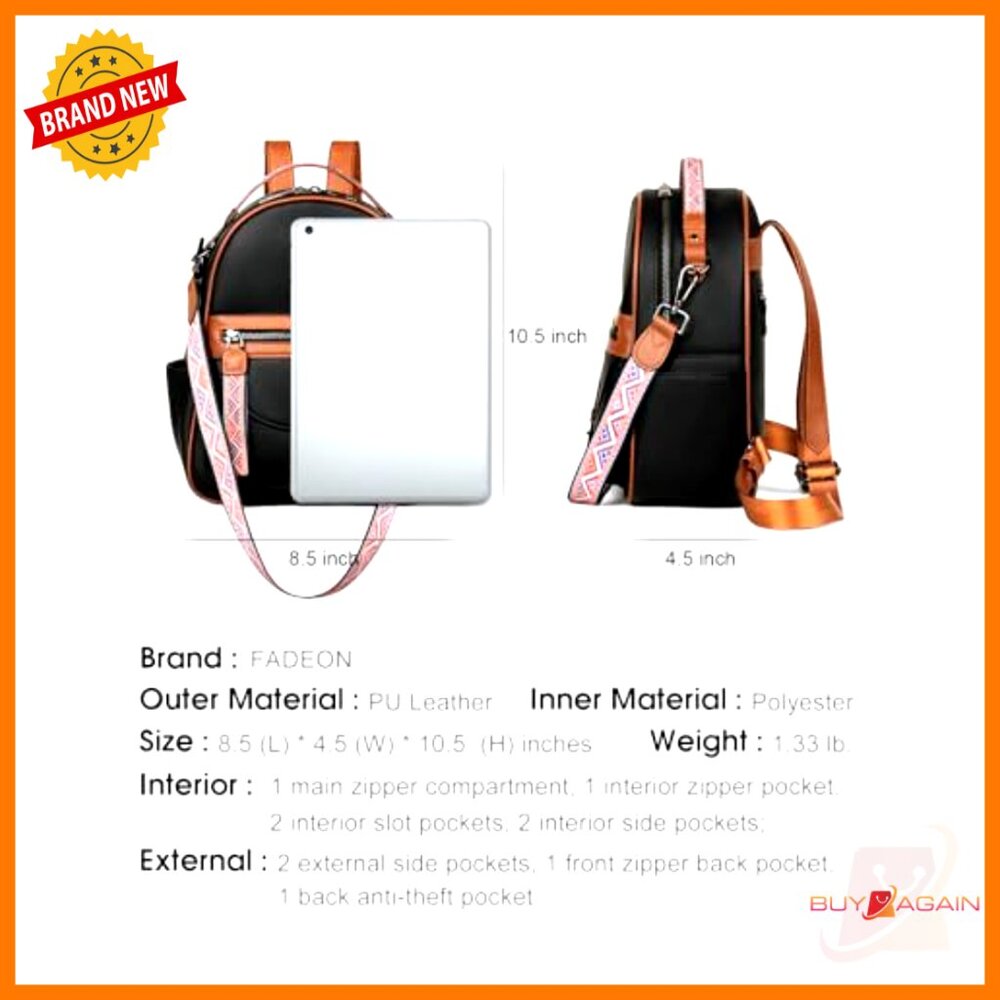 Leather Mini Backpack Purse With Multiple Pockets… - image 3